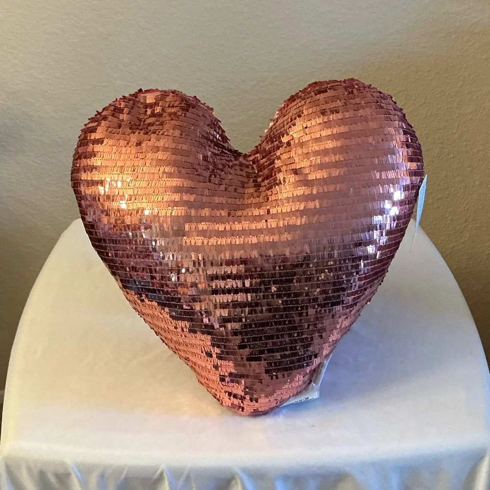 Isaac Mizrahi Pink Sequin Heart-Shaped Pillow